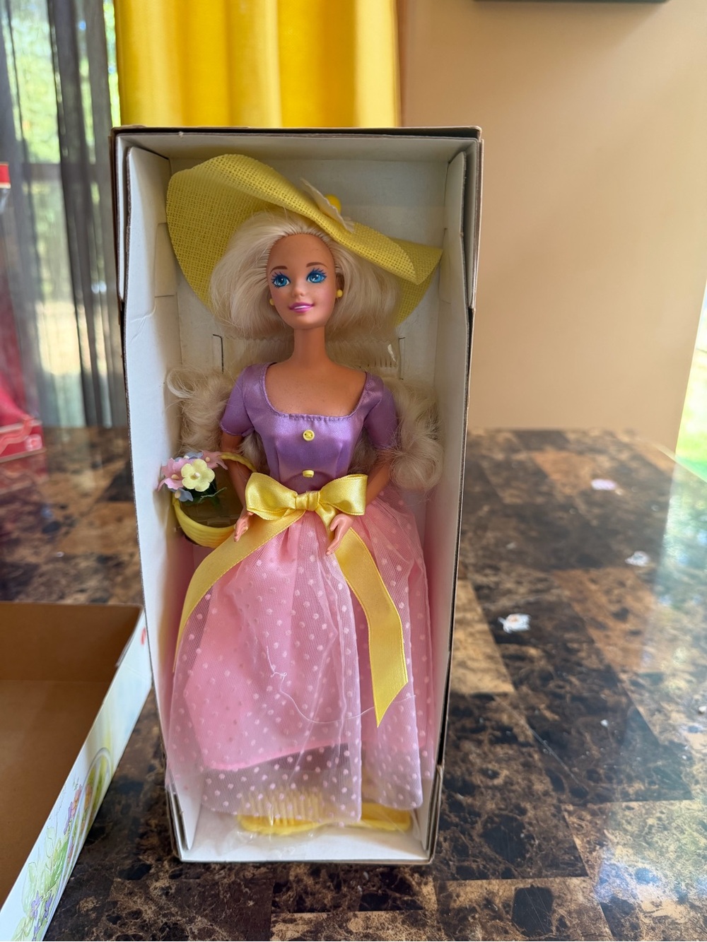 Barbie Lavender Bodice Pink Polka-Dot Skirt with Yellow Hat & Bow